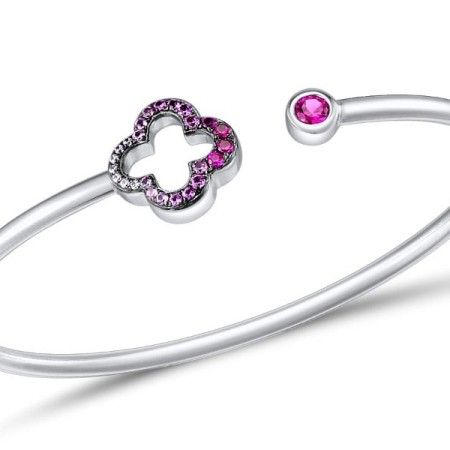 Sterling Silver Bangle Created Pink Sapphire,Created Ruby,White Cubic Zirconia (G309515CPRZSL925)