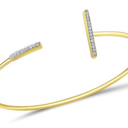 Sterling Silver w/ Yellow Plating Bangle White Cubic Zirconia (G309529WCZSY925)