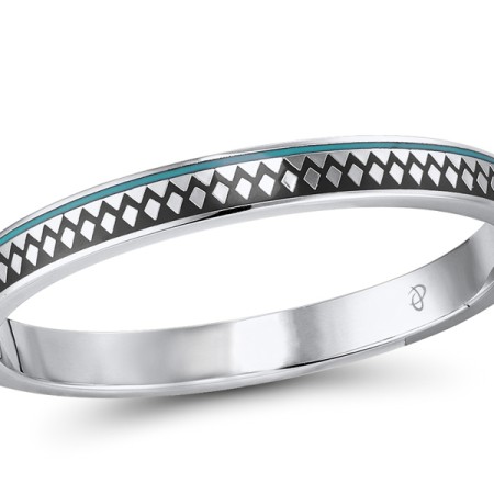 Brass w/ White Gold Plating Bangle Enamel (G309953ENA3BRW)