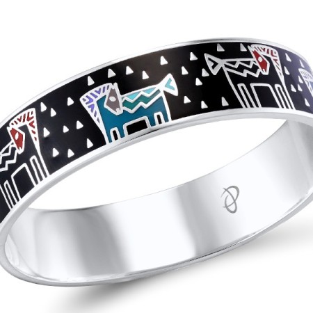 Brass w/ White Gold Plating  Enamel Bangle(G309966ENABRW)