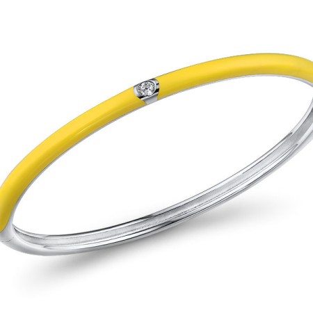 Sterling Silver Bangle White Cubic Zirconia,Enamel (G310105ENA16SL925)