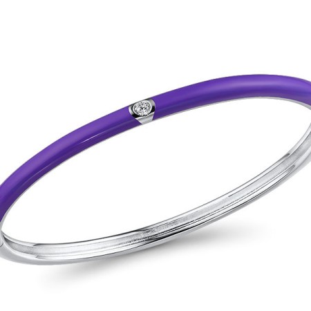 Sterling Silver Bangle Enamel,White Cubic Zirconia (G310105ENA18SL925)