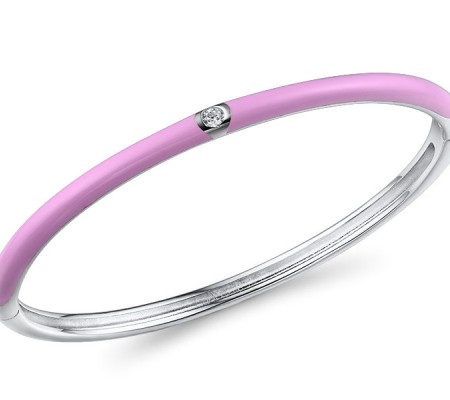 Sterling Silver Bangle White Cubic Zirconia,Enamel (G310105ENA19SL925)
