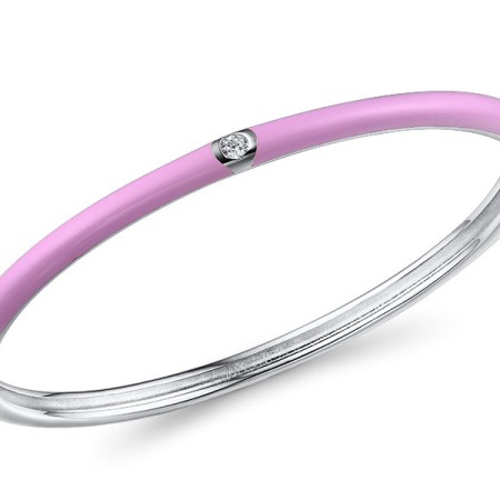 Sterling Silver Bangle White Cubic Zirconia,Enamel (G310105ENA19SL925)