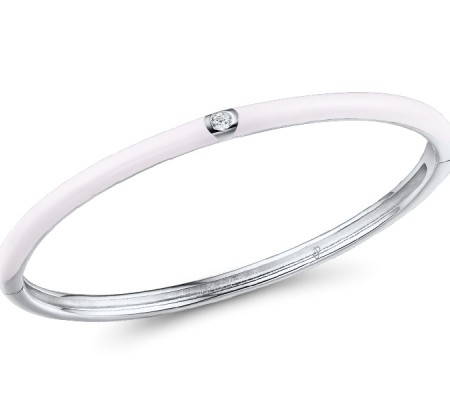 Sterling Silver Bangle Enamel,White Cubic Zirconia (G310105ENA5SL925)