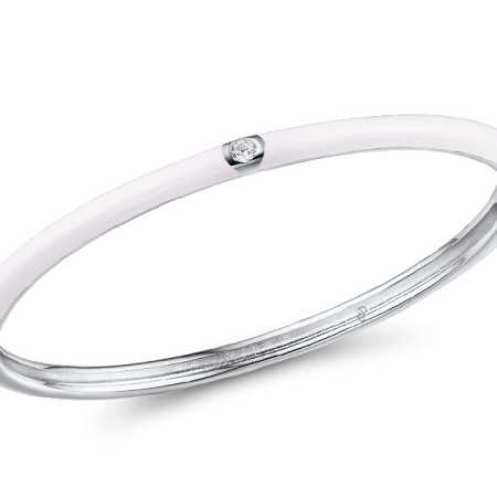 Sterling Silver Bangle Enamel,White Cubic Zirconia (G310105ENA5SL925)