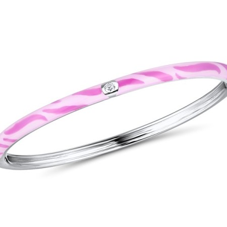 Sterling Silver Bangle Enamel,White Cubic Zirconia (G310111ENA4SL925)