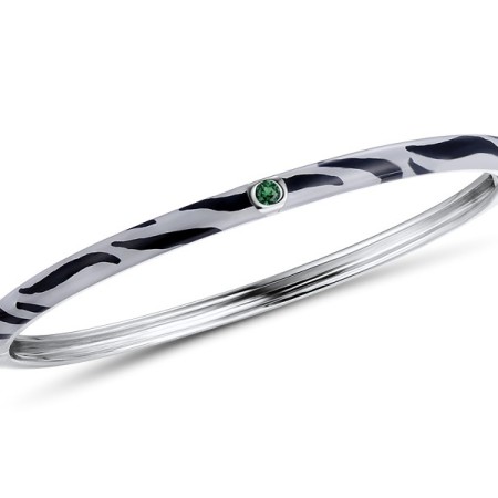 Sterling Silver Bangle Enamel,Green Spinel (G310111ENA5SL925)