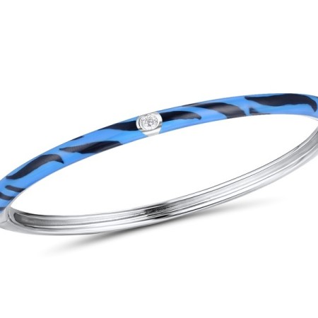 Sterling Silver Bangle Enamel,White Cubic Zirconia (G310111ENA6SL925)