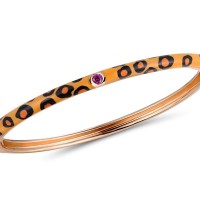 Sterling Silver w/ Rose Plating Bangle Created Ruby,Enamel (G310114ENA1SR925)