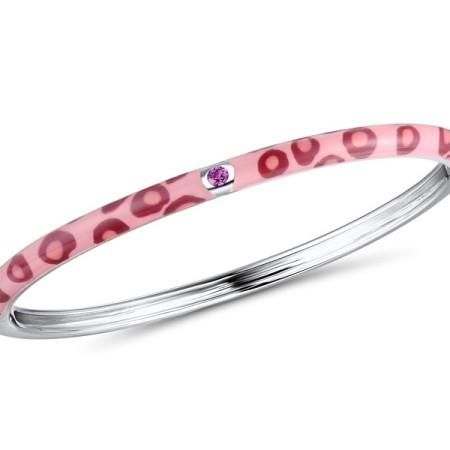 Sterling Silver Bangle Created Pink Sapphire,Enamel (G310114ENA3SL925)