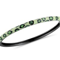 Sterling Silver w/ Black Plating Bangle Enamel,Green Spinel (G310114ENA4SB925)