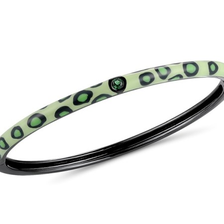 Sterling Silver w/ Black Plating Bangle Enamel,Green Spinel (G310114ENA4SB925)
