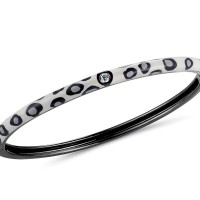 Sterling Silver w/ Black Plating Bangle Enamel,White Cubic Zirconia (G310114ENA7SB925)