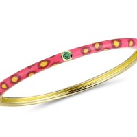 Sterling Silver w/ Yellow Plating Bangle Enamel,Green Spinel (G310114ENA8SY925)