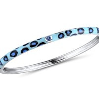 Sterling Silver Bangle Blue Spinel,Enamel (G310114ENASL925)