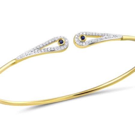 Sterling Silver w/ IONIC YELLOW PLATING Bangle Created Sapphire,Created white sapphire (G310557CSWSP925)