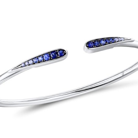 Sterling Silver w/ Black White Plating Bangle Created Sapphire (G310558CRSSK925)