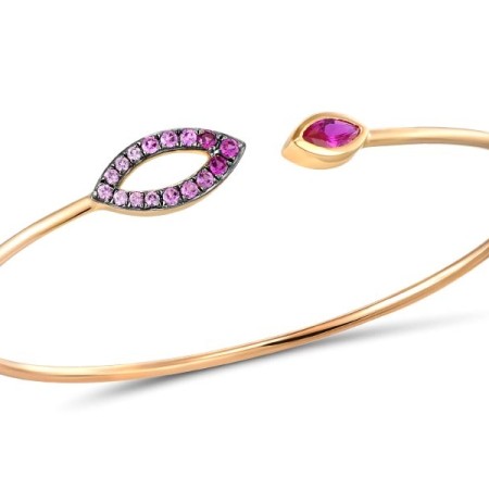 9K red and black Bangle Created Pink Sapphire,Created Ruby (G310566CPR9KRB)