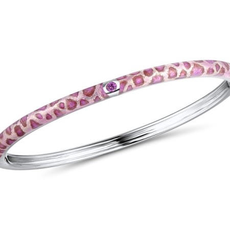 Sterling Silver Bangle Created Pink Sapphire,Enamel (G310931ENA1SL925)