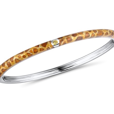 Sterling Silver Bangle Enamel,Yellow Cubic Zirconia (G310931ENASL925)