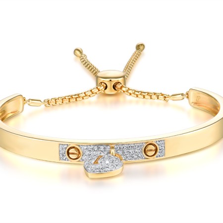 Sterling Silver w/ IONIC YELLOW PLATING Bangle Created white sapphire (G310981CWSSP925)