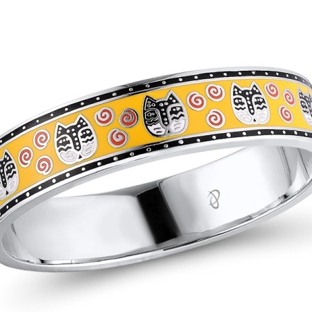 Brass w/ White Gold Plating  Enamel Bangle(G311022ENABRW)