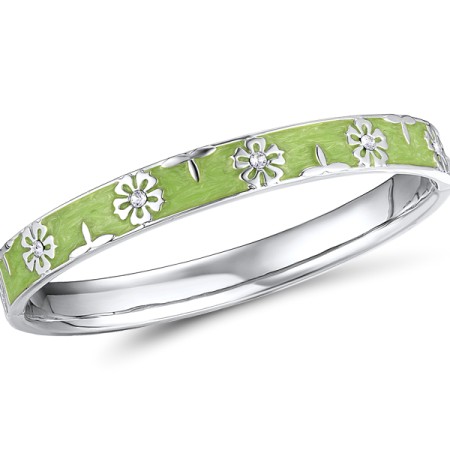Brass w/ White Gold Plating Bangle Enamel,Swarovski 001 (G311262EA7BRW)