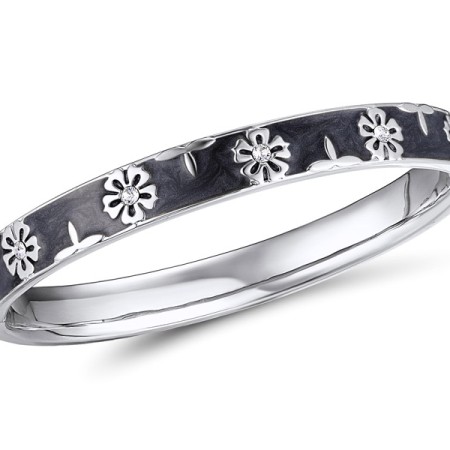 Brass w/ White Gold Plating Bangle Enamel,Swarovski 001 (G311262EABRW)