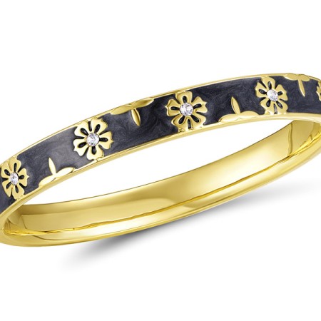 Brass w/ Yellow Gold Plating Bangle Enamel,Swarovski 001 (G311262EABRY)