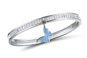 Brass w/ White Gold Plating Bangle Enamel,Swarovski 001 (G311263ENA2BRW)