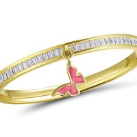 Brass w/ Yellow Gold Plating Bangle Enamel,Swarovski 001 (G311263ENA3BRY)