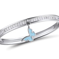 Brass w/ White Gold Plating Bangle Enamel,Swarovski 001 (G311263EA4BRW)