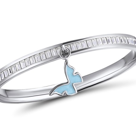 Brass w/ White Gold Plating Bangle Enamel,Swarovski 001 (G311263EA4BRW)