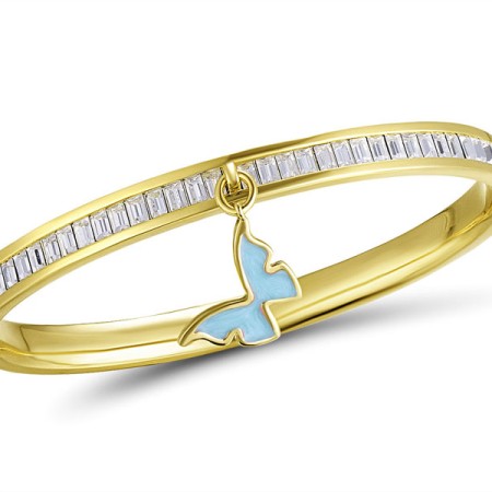 Brass w/ Yellow Gold Plating Bangle Enamel,Swarovski 001 (G311263EA4BRY)