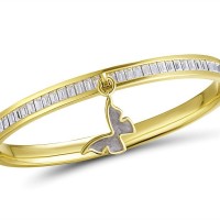 Brass w/ Yellow Gold Plating Bangle Enamel,Swarovski 001 (G311263ENA5BRY)