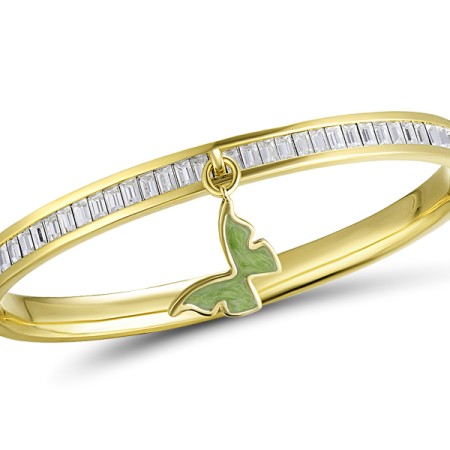 Brass w/ Yellow Gold Plating Bangle Enamel,Swarovski 001 (G311263EA7BRY)