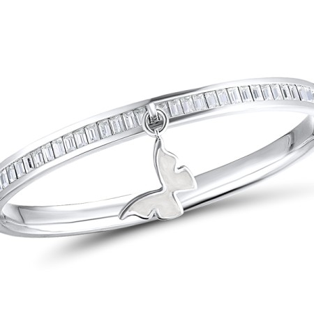 Brass w/ White Gold Plating Bangle Enamel,Swarovski 001 (G311263EA8BRW)