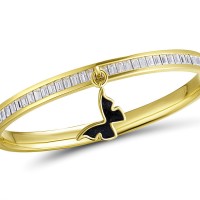 Brass w/ Yellow Gold Plating Bangle Enamel,Swarovski 001 (G311263EABRY)