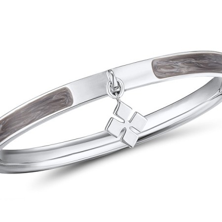 Brass w/ White Gold Plating Bangle Enamel (G311264ENA5BRW)