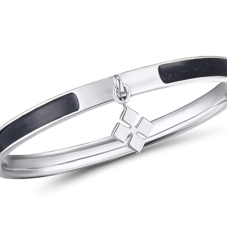 Brass w/ White Gold Plating Bangle Enamel (G311264ENABRW)