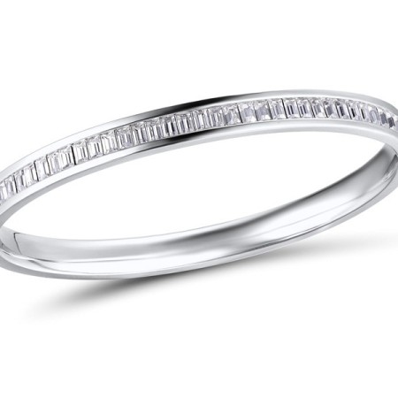 Brass w/ White Gold Plating Bangle Swarovski 001 (G311266CCGBRW)