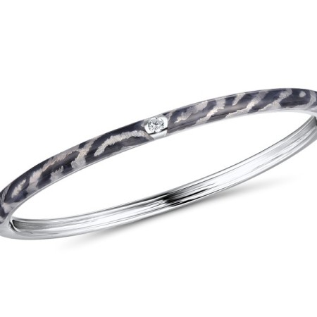 Sterling Silver Bangle Enamel,White Cubic Zirconia (G311272ENA1SL925)