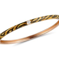 Sterling Silver w/ Rose Plating Bangle Enamel,White Cubic Zirconia (G311272ENA2SR925)