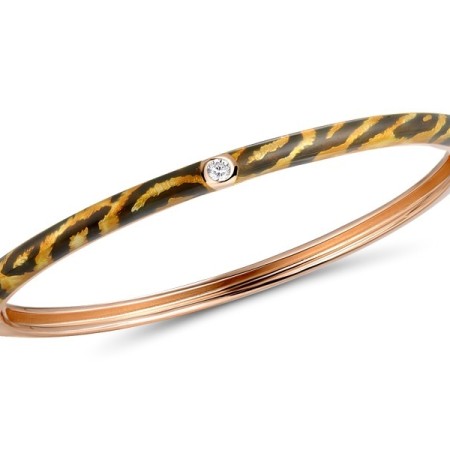 Sterling Silver w/ Rose Plating Bangle Enamel,White Cubic Zirconia (G311272ENA2SR925)