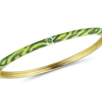 Sterling Silver w/ Yellow Plating Bangle Enamel,Green Spinel (G311272ENASY925)