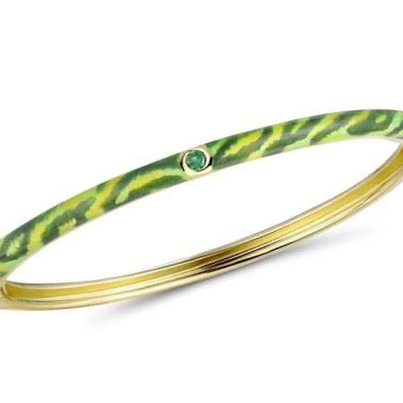 Sterling Silver w/ Yellow Plating Bangle Enamel,Green Spinel (G311272ENASY925)
