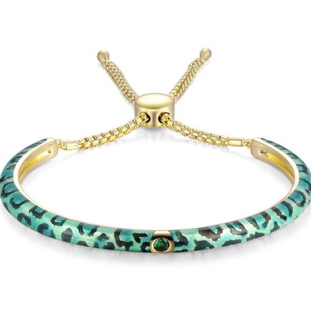 Sterling Silver w/ Yellow Plating Bangle Enamel,Green Spinel (G311273ENA1SY925)