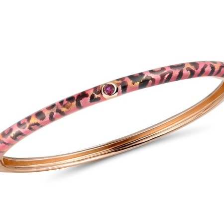 Sterling Silver w/ Rose Plating Bangle Created Ruby,Enamel (G311274ENASR925)