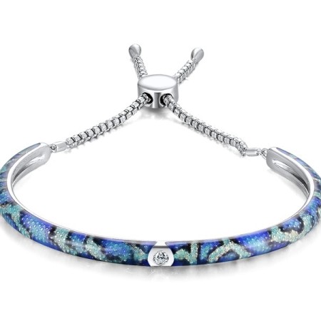 Sterling Silver Bangle Enamel,White Cubic Zirconia (G311275ENA1SL925)